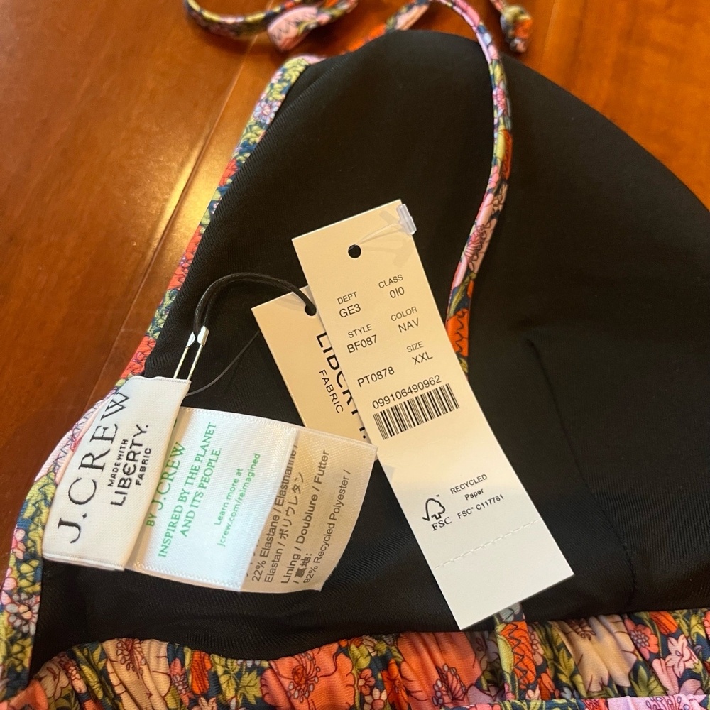 New NWT J.Crew Liberty Fabric Bikini Swim Set Two Piece Floral Plus Size 2X‎ XXL - Picture 3 of 5